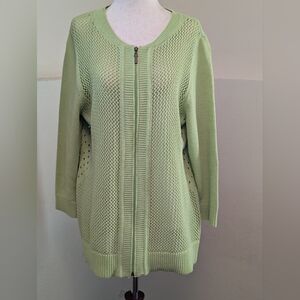 Alia Light Green Open-Front Cardigan